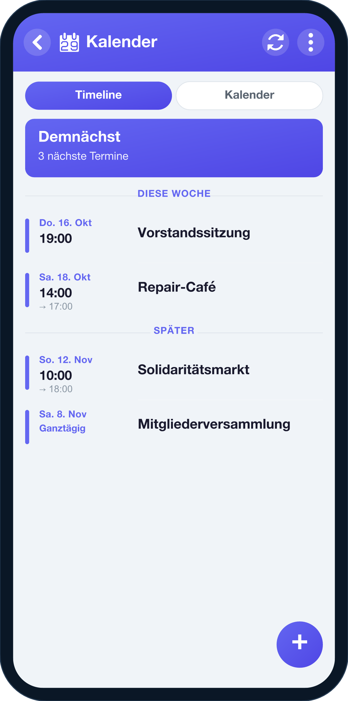 Kalenderansicht in YouTim
