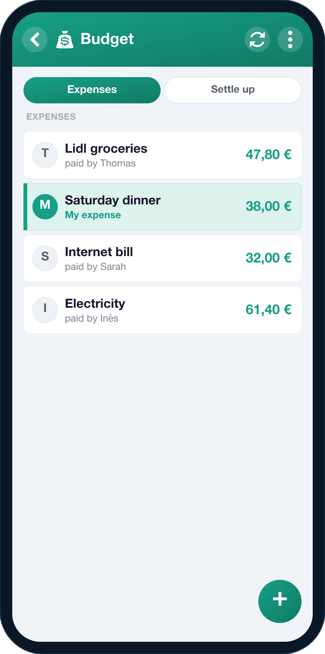 YouTim Budget screen