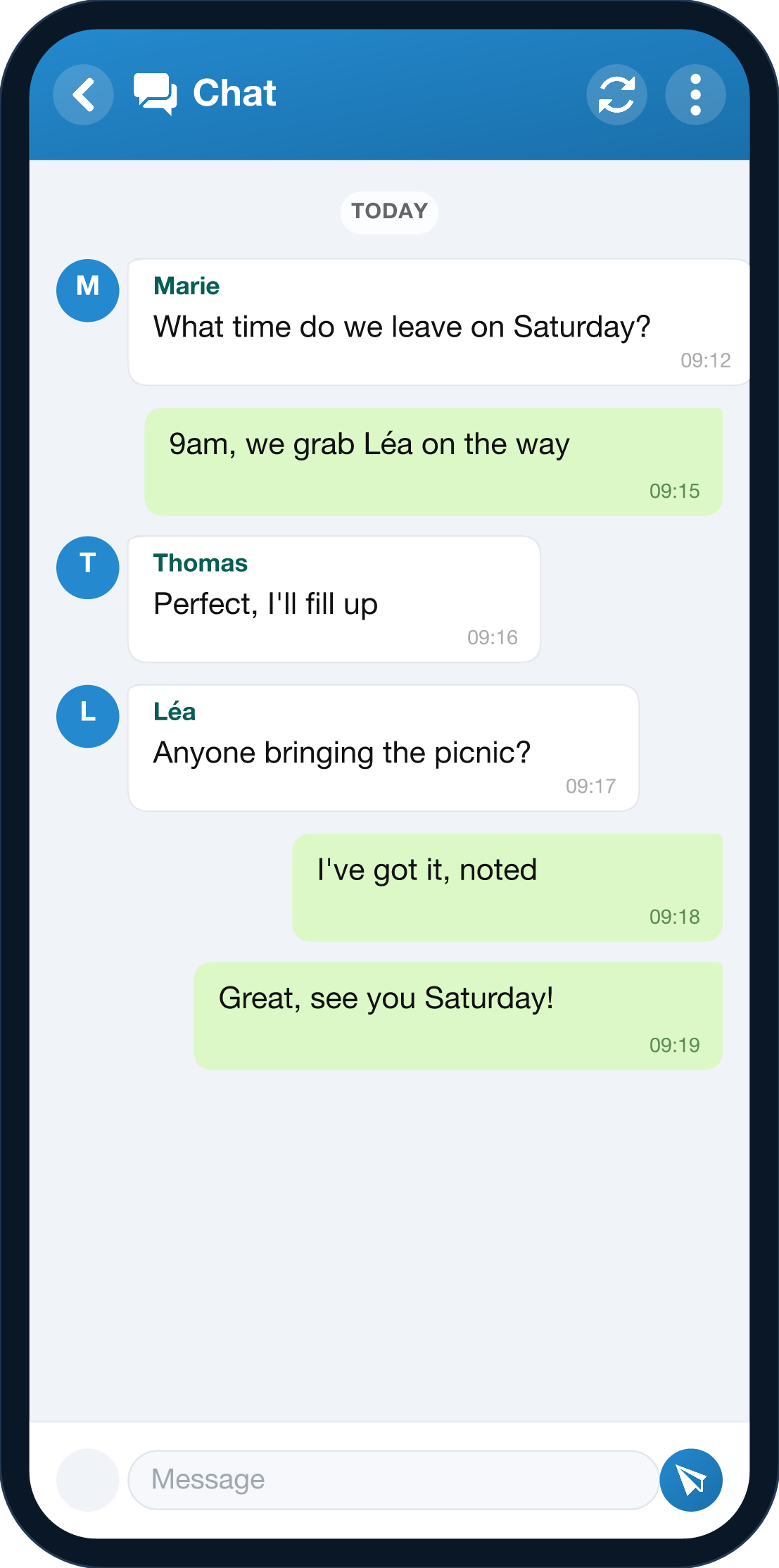 YouTim Chat screen