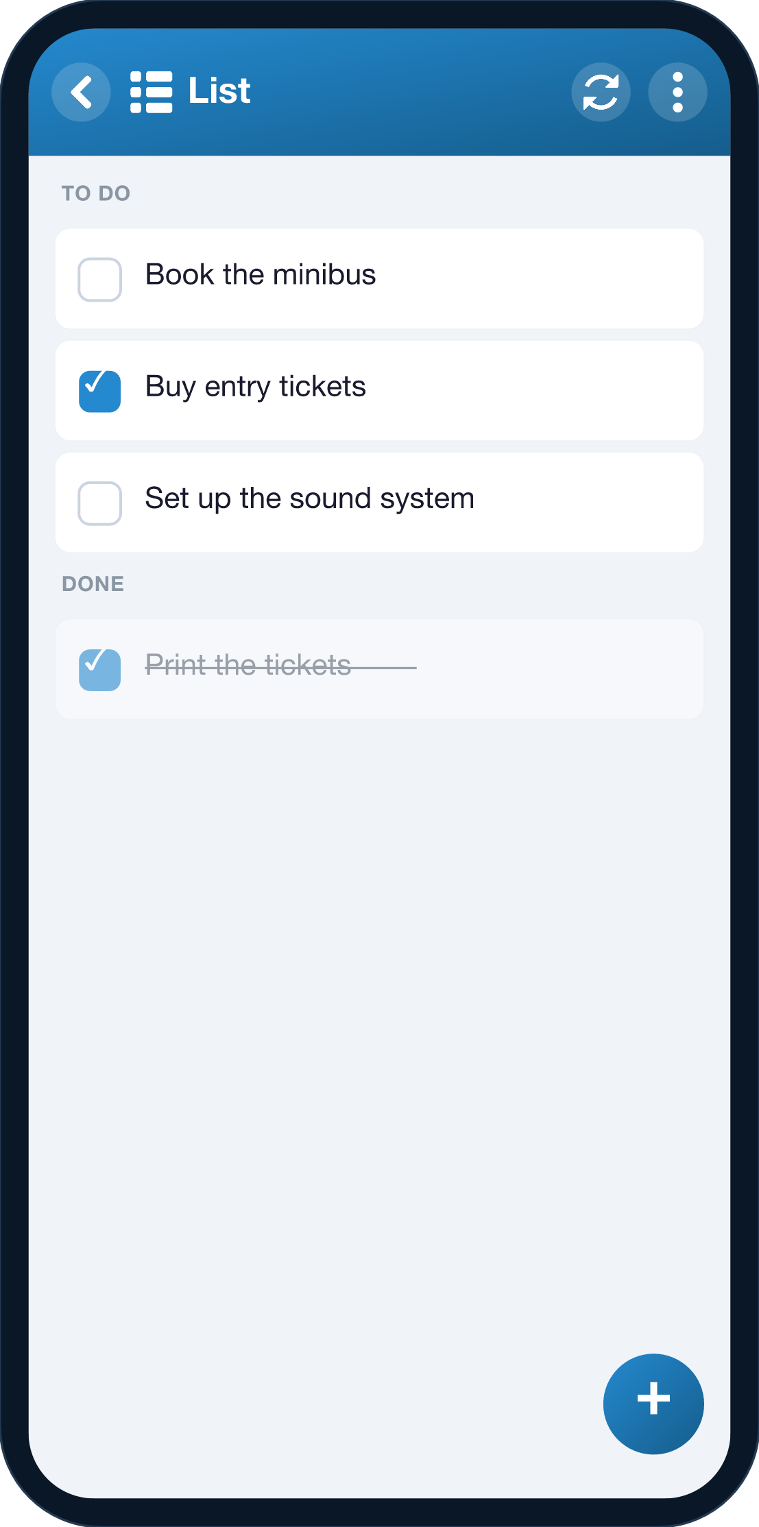 YouTim Lists screen