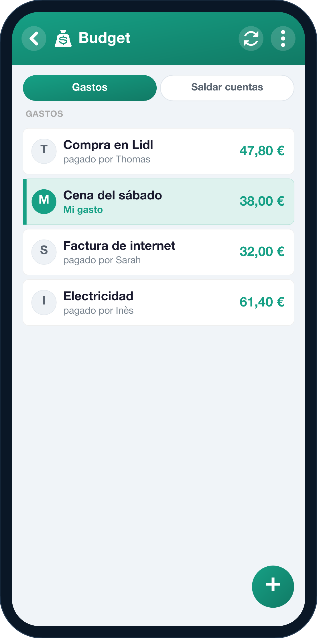 Pantalla de Cuenta del grupo de YouTim