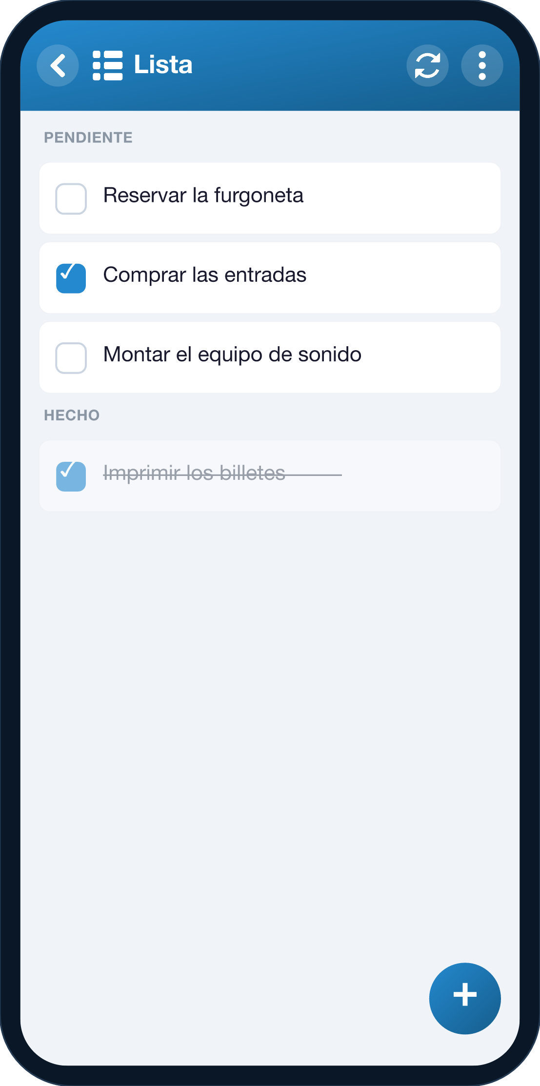 Pantalla de lista de YouTim