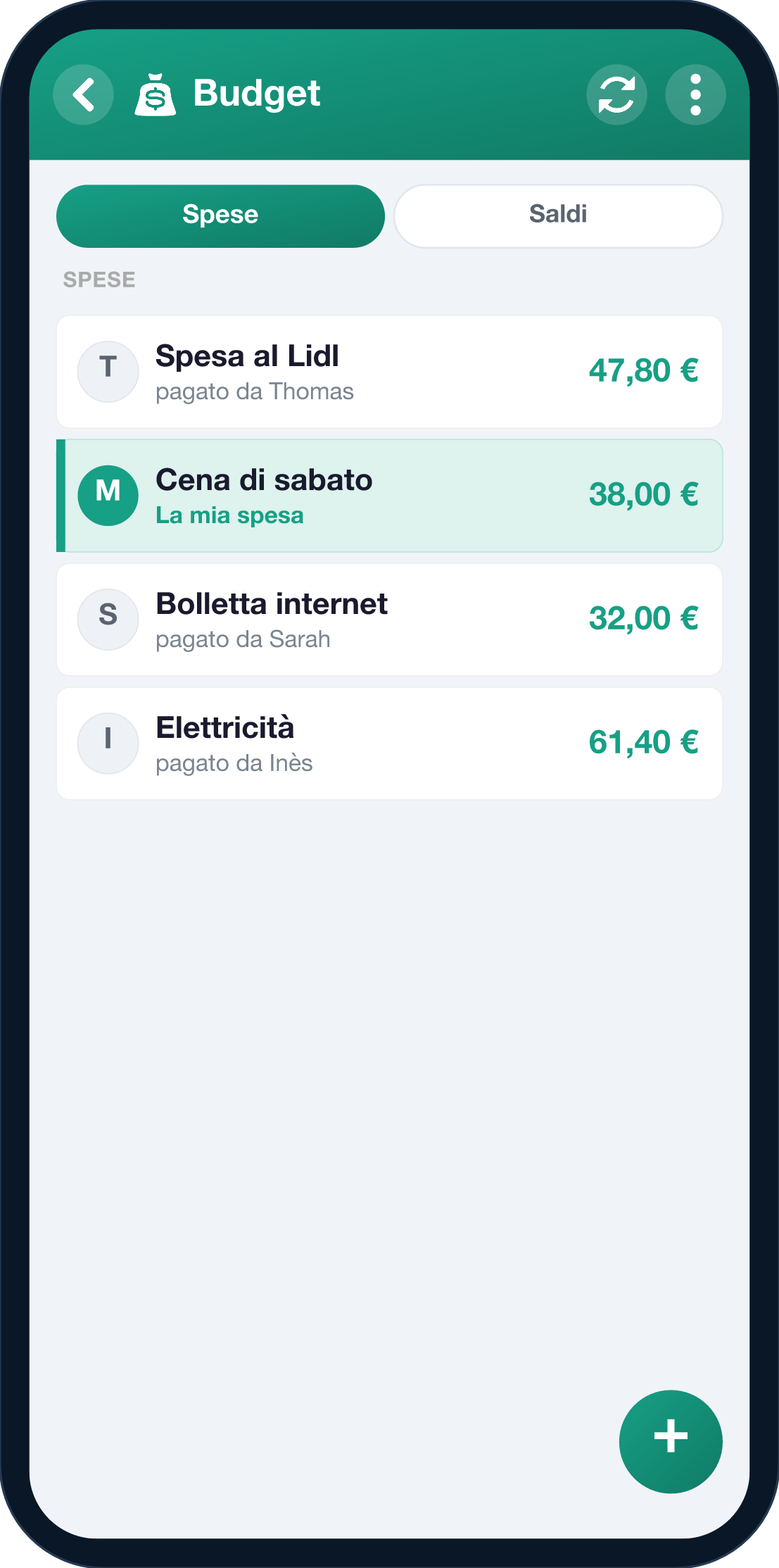 Schermata del conto del gruppo di YouTim